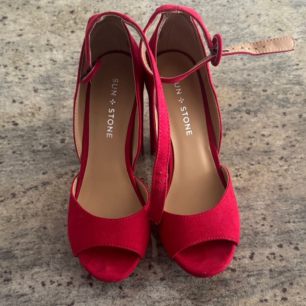 Sun + Stone Vibrant Red Heels